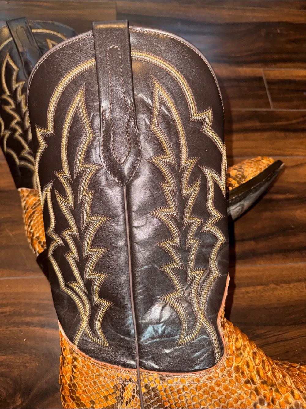 SHARP! JB Dillon SZ 11.5 D Gently Worn Genuine Python Cowboy Boots